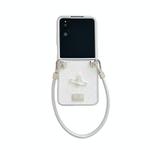For Xiaomi Mix Flip Kirin Pattern Full Coverage Phone Case with Wrist Strap(White)
