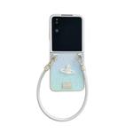 For Xiaomi Mix Flip Kirin Pattern Full Coverage Phone Case with Wrist Strap(Blue)