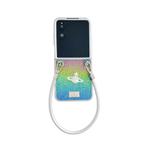 For Honor Magic V Flip Kirin Pattern Full Coverage Phone Case with Wrist Strap(Rainbow)