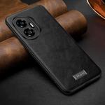 For Honor 300 SULADA Shockproof TPU Hybrid Handmade Leather Phone Case(Black)