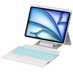 For iPad Air 11 2025 / 2024 / Air 5 / Air 4 Holder Floating Detachable Backlight Keyboard Tablet Leather Case with Touchpad(White)