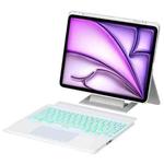 For iPad Air 13 2025 / 2024 / iPad Pro 12.9 Holder Floating Detachable Backlight Keyboard Tablet Leather Case with Touchpad(White)