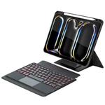 For iPad Pro 11 2024 Holder Floating Detachable Backlight Keyboard Tablet Leather Case with Touchpad(Black)