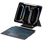 For iPad Pro 13 2024 Holder Floating Detachable Backlight Keyboard Tablet Leather Case with Touchpad(Black)