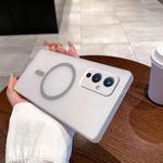 For OnePlus 9 Fine Hole Ice Fog MagSafe PC Phone Case(Titanium Grey)