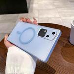 For vivo S18 Fine Hole Ice Fog MagSafe PC Phone Case(Transparent Blue)