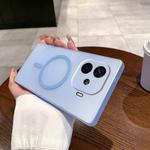 For vivo iQOO Z9 Turbo Fine Hole Ice Fog MagSafe PC Phone Case(Transparent Blue)