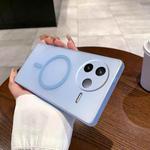 For Redmi K80 Fine Hole Ice Fog MagSafe PC Phone Case(Transparent Blue)