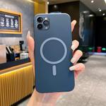 For iPhone 11 Pro Max Fine Hole Ice Fog MagSafe PC Phone Case(Navy Blue)