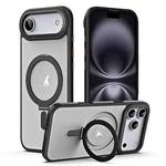 For iPhone 17 Air Airbag MagSafe Shockproof Frosted Phone Case with Fold Holder(Black)