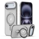 For iPhone 17 Air Airbag MagSafe Shockproof Frosted Phone Case with Fold Holder(Grey)
