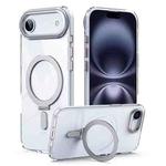 For iPhone 17 Air Airbag MagSafe Shockproof Frosted Phone Case with Fold Holder(Silver)