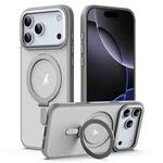 For iPhone 17 Pro Max Airbag MagSafe Shockproof Frosted Phone Case with Fold Holder(Grey)
