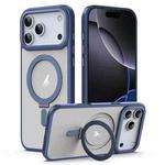 For iPhone 17 Pro Max Airbag MagSafe Shockproof Frosted Phone Case with Fold Holder(Blue)