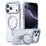 For iPhone 17 Pro Max Airbag MagSafe Shockproof Frosted Phone Case with Fold Holder(Silver)