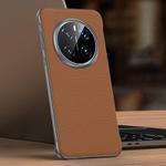 For Honor Magic7 Pro SULADA Frameless Top Layer Cowhide Leather Hybrid PC Phone Case(Brown)