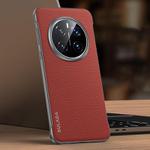 For Honor Magic7 Pro SULADA Frameless Top Layer Cowhide Leather Hybrid PC Phone Case(Red)