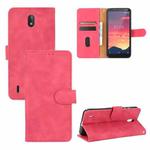 For Nokia C2 Solid Color Skin Feel Magnetic Buckle Horizontal Flip Calf Texture PU Leather Case with Holder & Card Slots & Wallet(Rose Red)