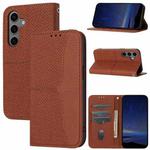 For Samsung Galaxy S25 FE 5G Woven Texture Stitching Magnetic Leather Phone Case(Brown)