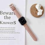 For Apple Watch Series 9&8&7 41mm / SE 3&SE 2&6&SE&5&4 40mm / 3&2&1 38mm V Tail Style Stitching Leather Watch Band(Pink)