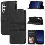 For Samsung Galaxy S25 FE 5G Embossed Stripes Skin Feel Leather Phone Case(Black)