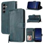 For Samsung Galaxy S25 FE 5G Oil Skin Zipper Wallet Leather Phone Case(Blue)