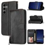 For Samsung Galaxy S25 FE 5G Oil Skin Zipper Wallet Leather Phone Case(Black)