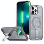 For iPhone 13 Pro Max / 12 Pro Max Honeycomb Cooling MagSafe Holder Phone Case(Titanium Grey)
