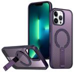 For iPhone 13 Pro Max / 12 Pro Max Honeycomb Cooling MagSafe Holder Phone Case(Purple)