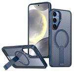 For Samsung Galaxy S25+ 5G / S24+ 5G Honeycomb Cooling MagSafe Holder Phone Case(Blue)