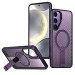 For Samsung Galaxy S25 5G / S24 5G Honeycomb Cooling MagSafe Holder Phone Case(Purple)