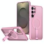 For Samsung Galaxy S25 Ultra 5G Honeycomb Cooling MagSafe Holder Phone Case(Pink)