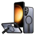For Samsung Galaxy S23+ 5G Honeycomb Cooling MagSafe Holder Phone Case(Black)