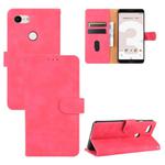 For Google Pixel 3 Solid Color Skin Feel Magnetic Buckle Horizontal Flip Calf Texture PU Leather Case with Holder & Card Slots & Wallet(Rose Red)