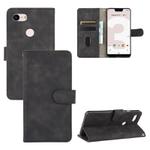 For Google Pixel 3 XL Solid Color Skin Feel Magnetic Buckle Horizontal Flip Calf Texture PU Leather Case with Holder & Card Slots & Wallet(Black)