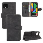 For Google Pixel 4 Solid Color Skin Feel Magnetic Buckle Horizontal Flip Calf Texture PU Leather Case with Holder & Card Slots & Wallet(Black)