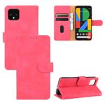 For Google Pixel 4 Solid Color Skin Feel Magnetic Buckle Horizontal Flip Calf Texture PU Leather Case with Holder & Card Slots & Wallet(Rose Red)