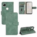 For Google Pixel 4a Solid Color Skin Feel Magnetic Buckle Horizontal Flip Calf Texture PU Leather Case with Holder & Card Slots & Wallet(Green)