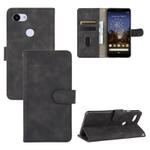 For Google Pixel 3a XL Solid Color Skin Feel Magnetic Buckle Horizontal Flip Calf Texture PU Leather Case with Holder & Card Slots & Wallet(Black)