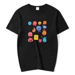 Cute Monsters Printed Round Neck Modal Short Sleeve T-shirt Print On Your Demand, Size:L(Black)
