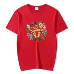 Summer Printed Round Neck Modal Short Sleeve T-shirt Print On Your Demand, Size:XXL(Red)