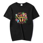 Summer Printed Round Neck Modal Short Sleeve T-shirt Print On Your Demand, Size:XXXL(Black)