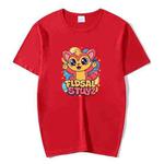Red Elf Printed Round Neck Modal Short Sleeve T-shirt Print On Your Demand, Size:S(Red)