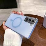 For Samsung Galaxy S21 5G Ice Fog MagSafe PC Phone Case(Transparent Blue)