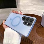For Samsung Galaxy S23 Ultra 5G Ice Fog MagSafe PC Phone Case(Transparent Blue)