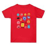 Cute Monsters Printed Summer Baggy Cotton Short Sleeve T-shirt Print On Your Demand, Size:M(Red)