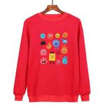 Cute Monsters Printed Casual Loose Round Neck Sweatshirt Print On Your Demand, Size:XL(Red)