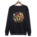 Summer Printed Casual Loose Round Neck Sweatshirt Print On Your Demand, Size:L(Black)