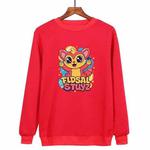 Red Elf Printed Casual Loose Round Neck Sweatshirt Print On Your Demand, Size:S(Red)