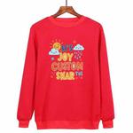 JOY CUSTOM Printed Casual Loose Round Neck Sweatshirt Print On Your Demand, Size:M(Red)